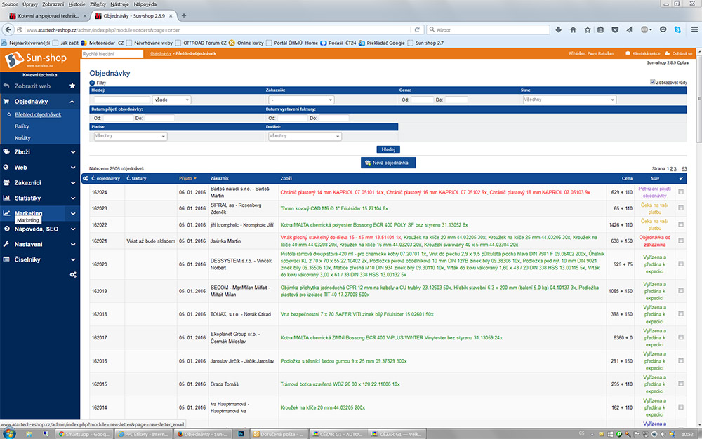 Administrace eshopu